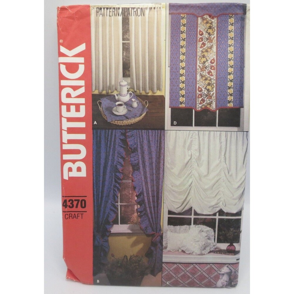 Butterick 4370 Window Treatments Curtains Valance Shade One Size 1980s Craft